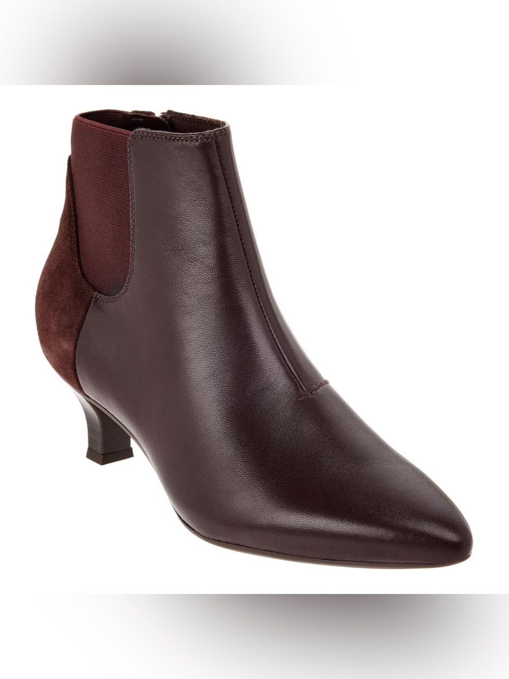 Clarks Women's Dark Brown Pointed Leather Chelsea Ankle Boots - Picture 2 of 7